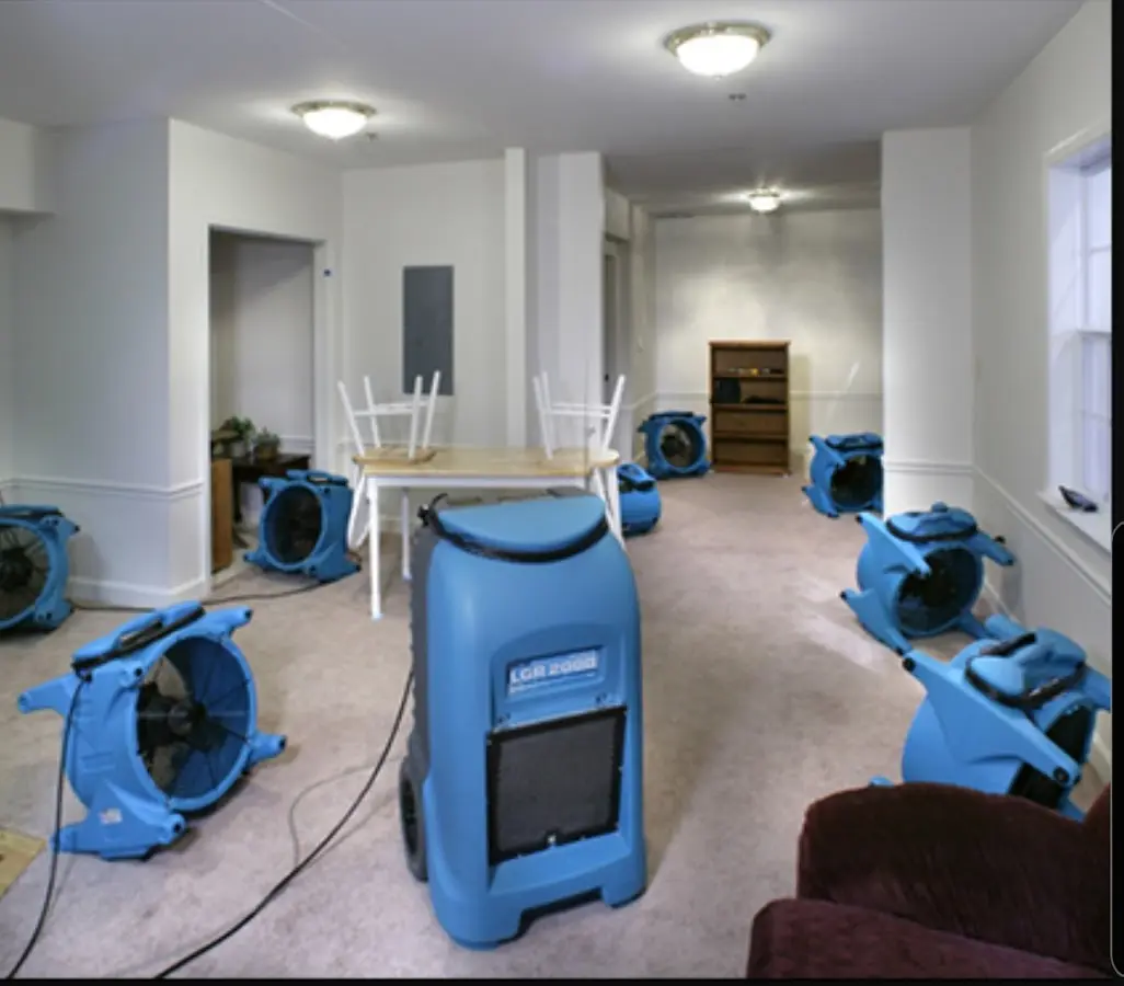 Air movers and dehumidifier setup for Water Extraction & Removal in Escanaba